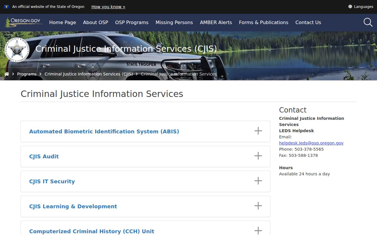 Wheeler County criminal history and OSP CJIS record flow