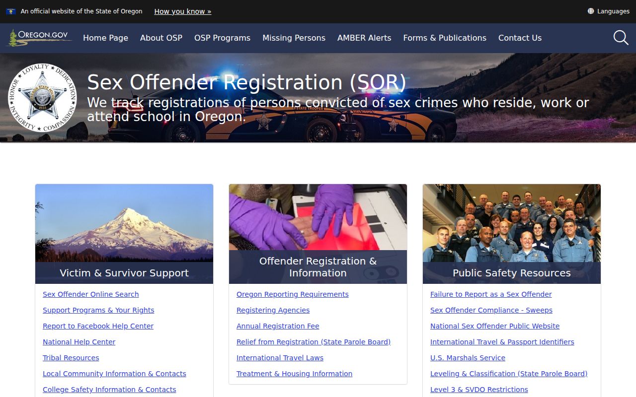 Wheeler County sex offender search resources at Oregon State Police